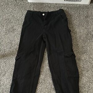 PLAYBOY Black Cargo Pants with Iconic Logo
